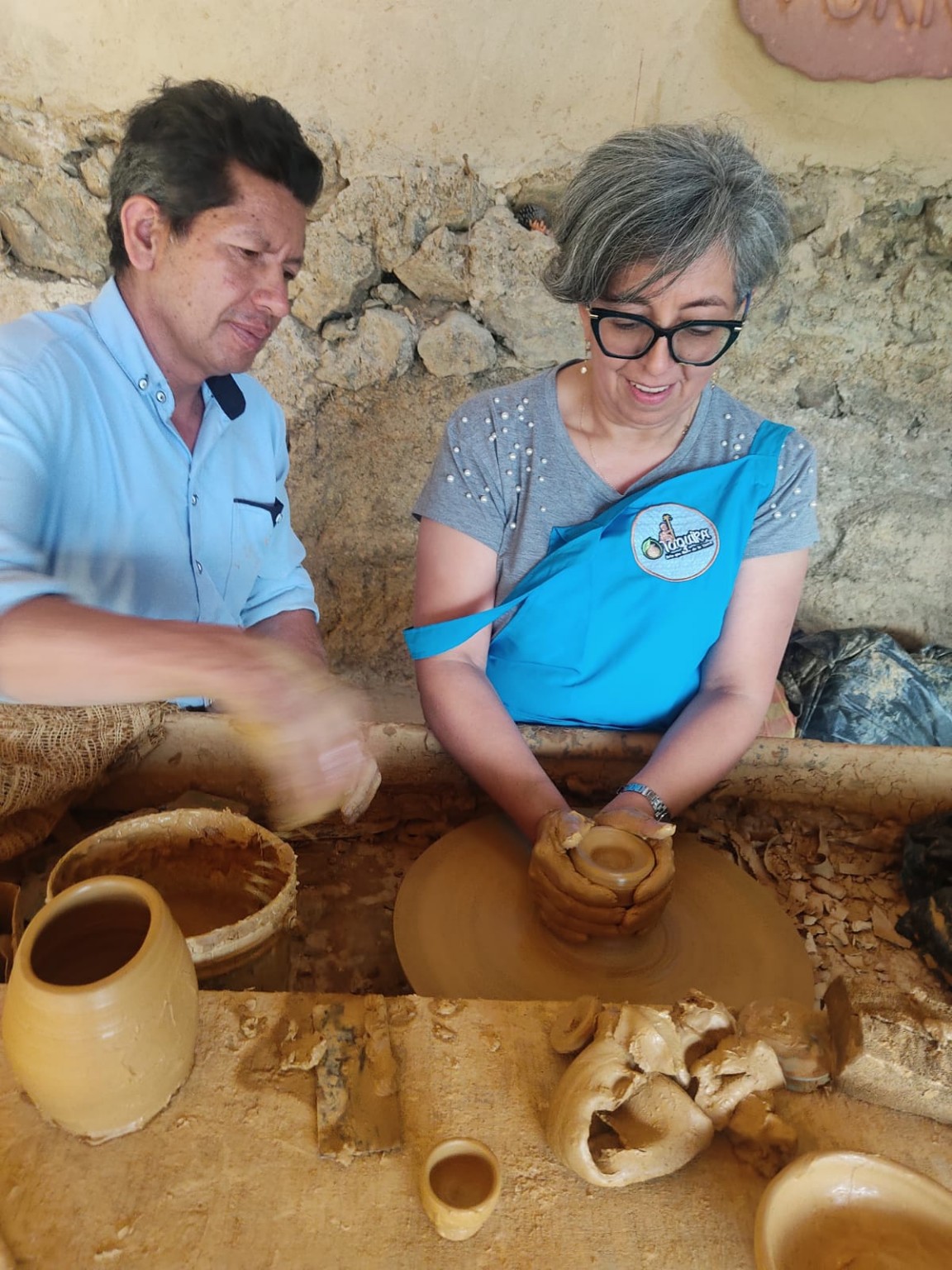 Primer encuentro con el torno en Taquira, Ráquira